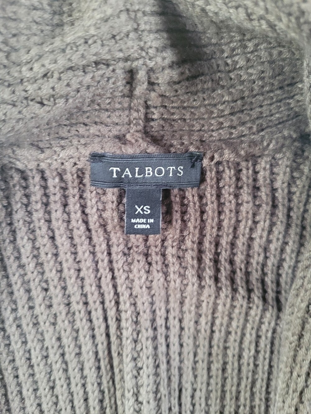 Talbots Olive Knit Shawl-Collar Open Cardigan - Picture 3 of 5
